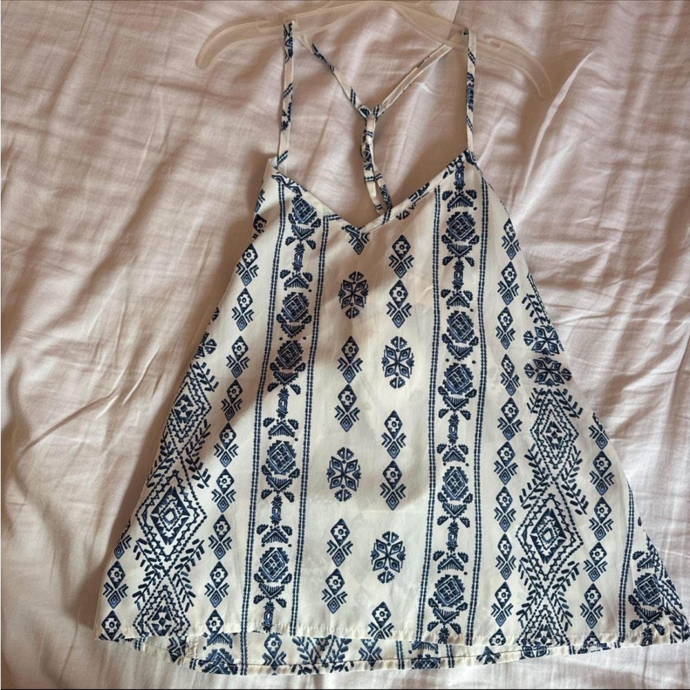 Hollister Navy and White Patterned Camisole